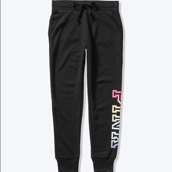 💗VS PINK BLACK RAINBOW OMBRÉ LOGO SKINNY JOGGERS - Picture 5 of 9